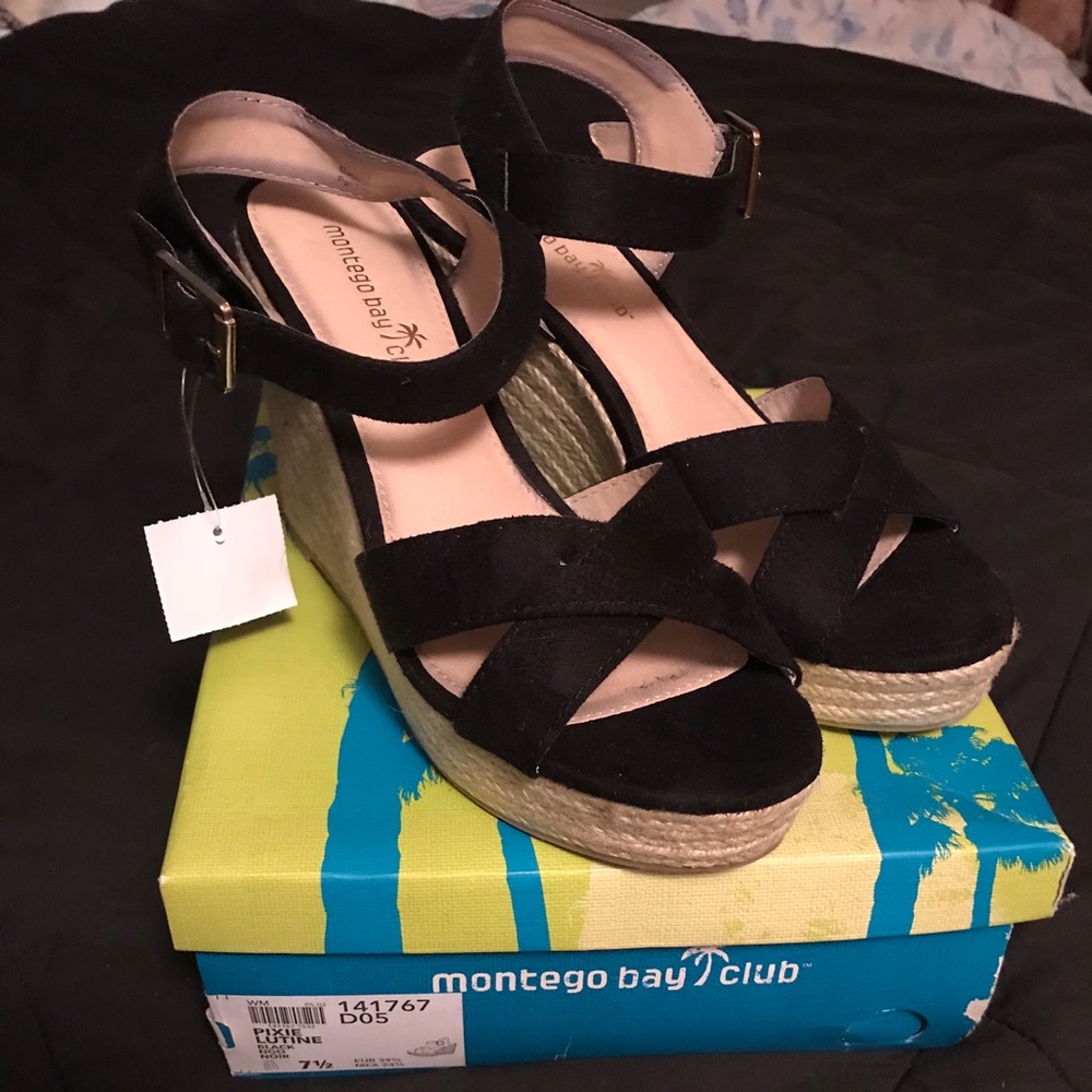Montego Bay Club Black Wedge Brand New